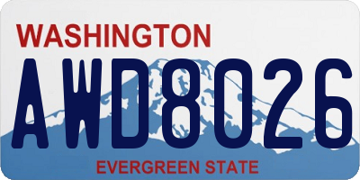 WA license plate AWD8026