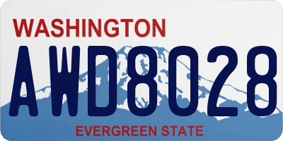 WA license plate AWD8028