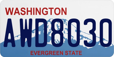 WA license plate AWD8030