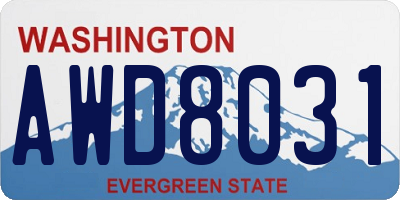 WA license plate AWD8031