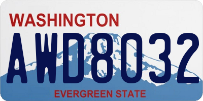 WA license plate AWD8032
