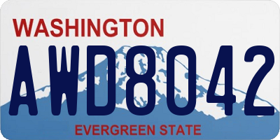 WA license plate AWD8042
