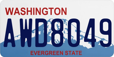 WA license plate AWD8049