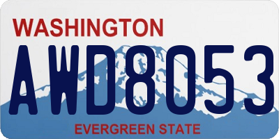 WA license plate AWD8053