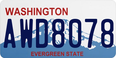 WA license plate AWD8078
