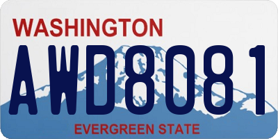 WA license plate AWD8081