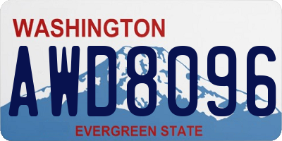 WA license plate AWD8096