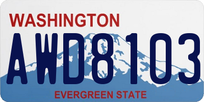 WA license plate AWD8103