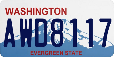 WA license plate AWD8117