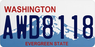 WA license plate AWD8118
