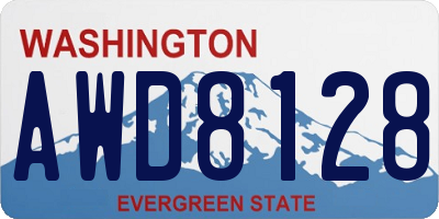 WA license plate AWD8128