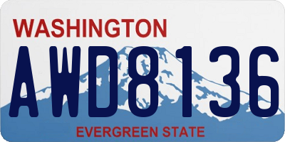 WA license plate AWD8136