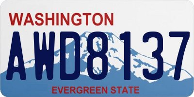 WA license plate AWD8137