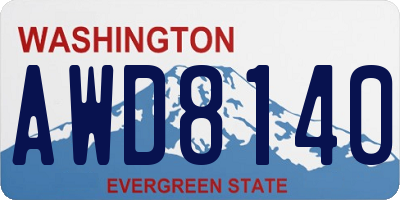 WA license plate AWD8140