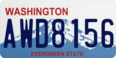 WA license plate AWD8156