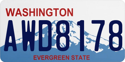 WA license plate AWD8178