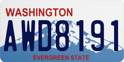 WA license plate AWD8191