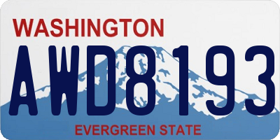 WA license plate AWD8193