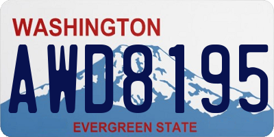 WA license plate AWD8195
