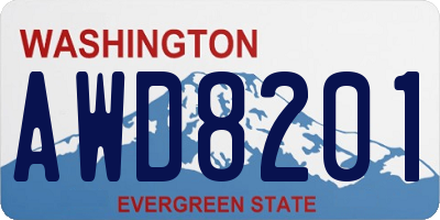 WA license plate AWD8201