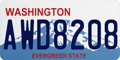 WA license plate AWD8208