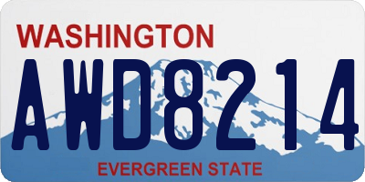 WA license plate AWD8214