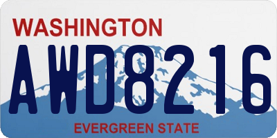 WA license plate AWD8216