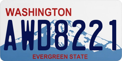 WA license plate AWD8221
