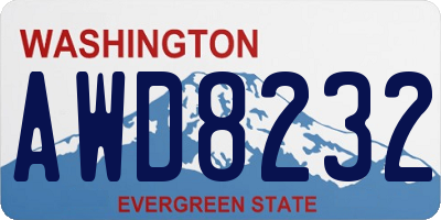 WA license plate AWD8232
