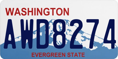 WA license plate AWD8274