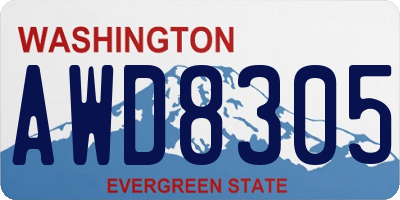 WA license plate AWD8305