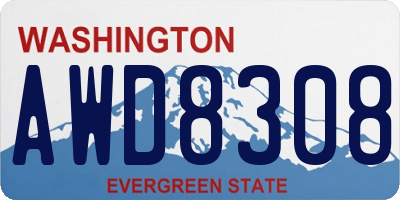 WA license plate AWD8308