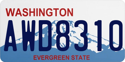 WA license plate AWD8310