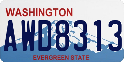 WA license plate AWD8313