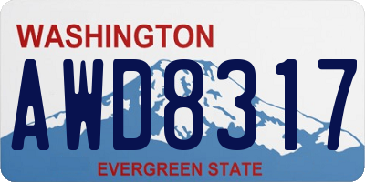 WA license plate AWD8317
