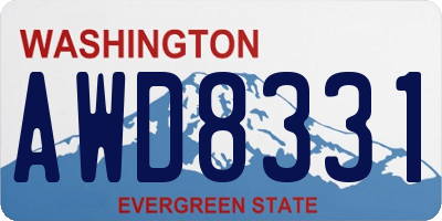 WA license plate AWD8331