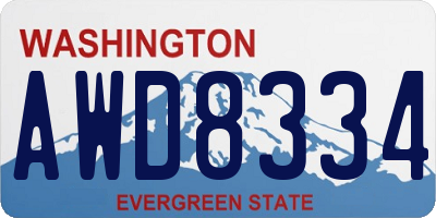 WA license plate AWD8334