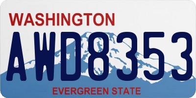 WA license plate AWD8353