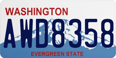 WA license plate AWD8358