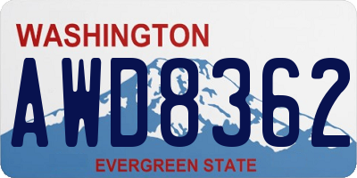 WA license plate AWD8362