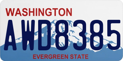 WA license plate AWD8385