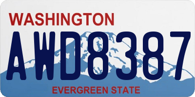 WA license plate AWD8387