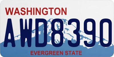 WA license plate AWD8390