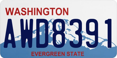 WA license plate AWD8391