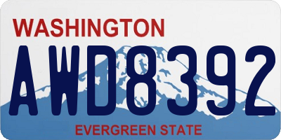 WA license plate AWD8392