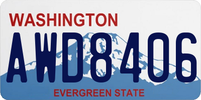 WA license plate AWD8406