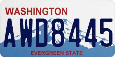 WA license plate AWD8445