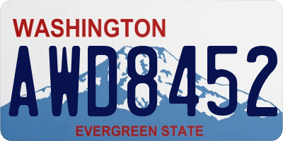 WA license plate AWD8452