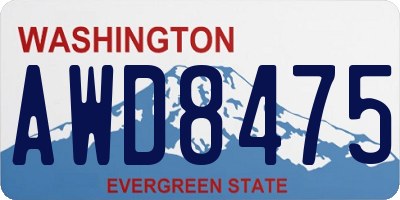 WA license plate AWD8475