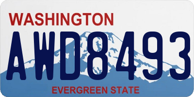 WA license plate AWD8493